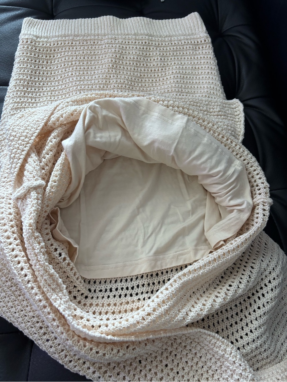 House of Harlow 1960 Beige Crochet A-Line Skirt - Picture 11 of 13